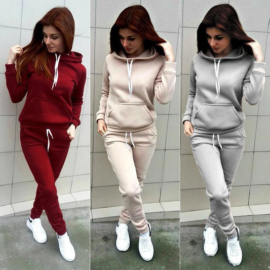 Spring sportswear set: hooded tracksuit, loose trousers